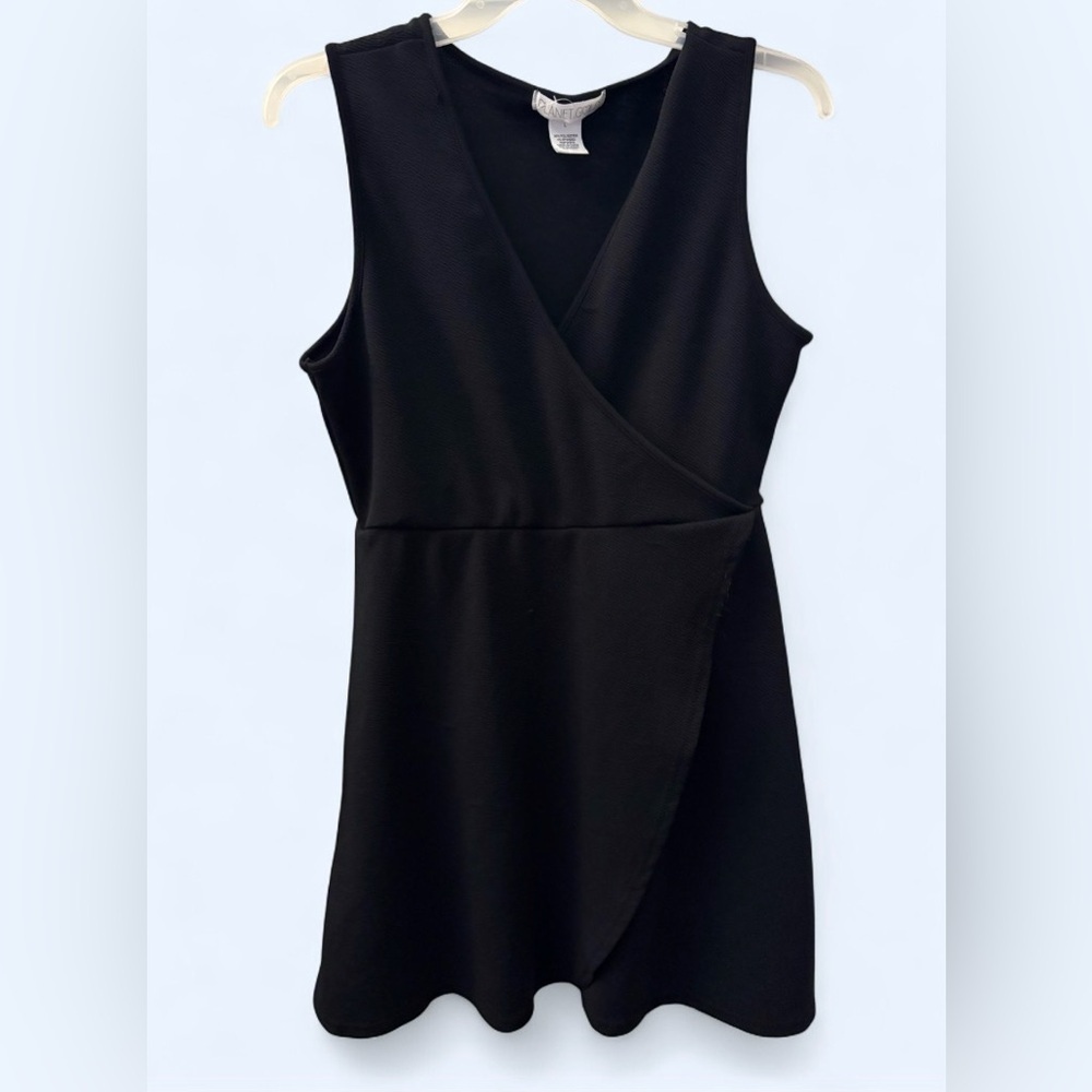 Planet Gold Black Wrap Front Sleeveless Dress Size Large